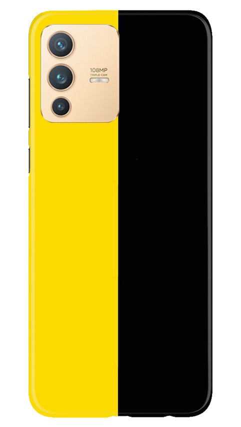 Black Yellow Pattern Mobile Back Case for Vivo V23 5G (Design - 397)