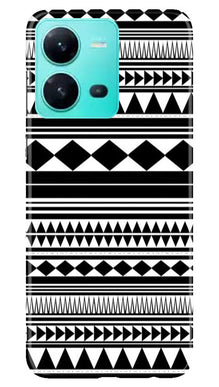 Black white Pattern Mobile Back Case for Vivo V25 5G (Design - 5)