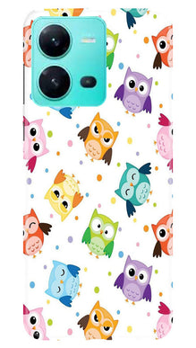 Owl Baground Pattern shore Mobile Back Case for Vivo V25 5G (Design - 13)