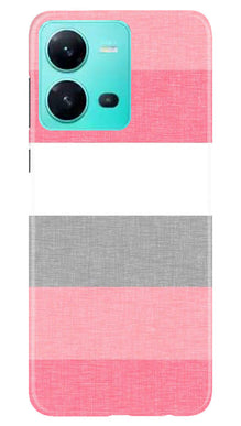 Pink white pattern Mobile Back Case for Vivo V25 5G (Design - 55)