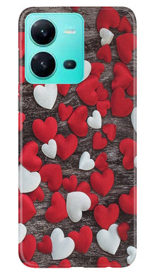 Red White Hearts Mobile Back Case for Vivo V25 5G  (Design - 105)