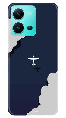 Clouds Plane Mobile Back Case for Vivo V25 5G (Design - 165)