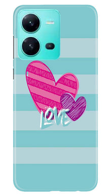 White Heart Mobile Back Case for Vivo V25 5G (Design - 260)