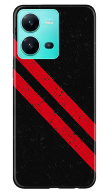 Black Red Pattern Mobile Back Case for Vivo V25 5G (Design - 332)