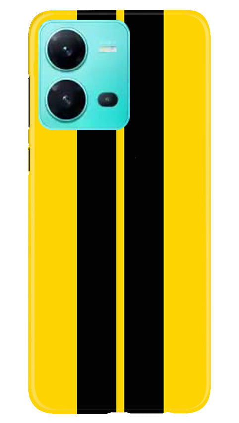 Black Yellow Pattern Mobile Back Case for Vivo V25 5G (Design - 336)