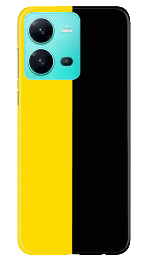 Black Yellow Pattern Mobile Back Case for Vivo V25 5G (Design - 354)