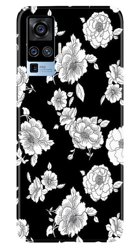 White flowers Black Background Case for Vivo X50 Pro