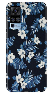 White flowers Blue Background2 Mobile Back Case for Vivo X50 Pro (Design - 15)