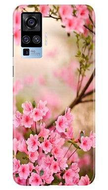 Pink flowers Mobile Back Case for Vivo X50 Pro (Design - 69)