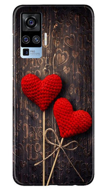 Red Hearts Mobile Back Case for Vivo X50 Pro (Design - 80)