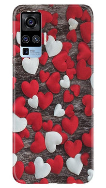 Red White Hearts Mobile Back Case for Vivo X50 Pro  (Design - 105)