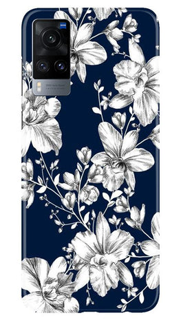 White flowers Blue Background Case for Vivo X60