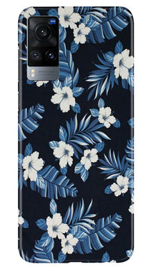 White flowers Blue Background2 Mobile Back Case for Vivo X60 (Design - 15)
