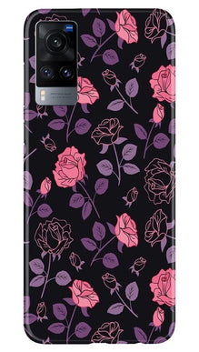 Rose Black Background Mobile Back Case for Vivo X60 (Design - 27)