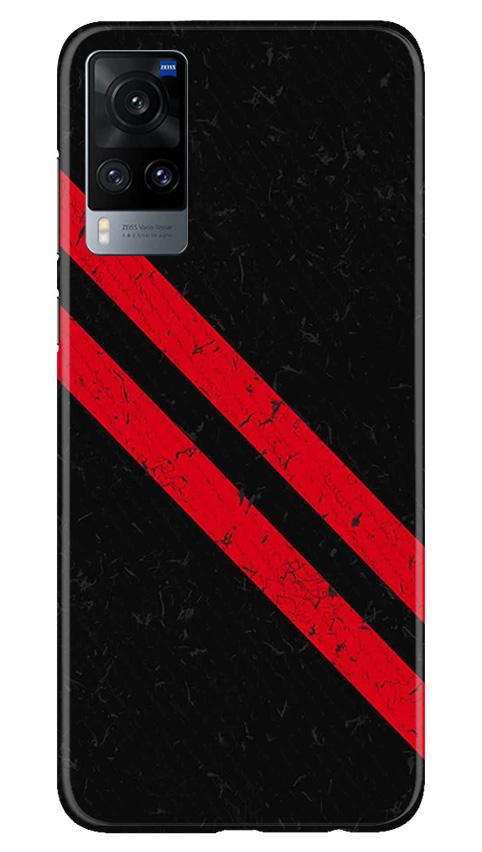 Black Red Pattern Mobile Back Case for Vivo X60 (Design - 373)