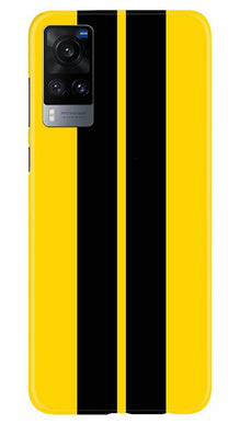 Black Yellow Pattern Mobile Back Case for Vivo X60 (Design - 377)