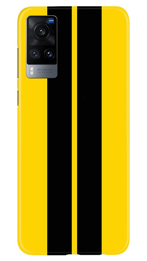 Black Yellow Pattern Mobile Back Case for Vivo X60 (Design - 377)