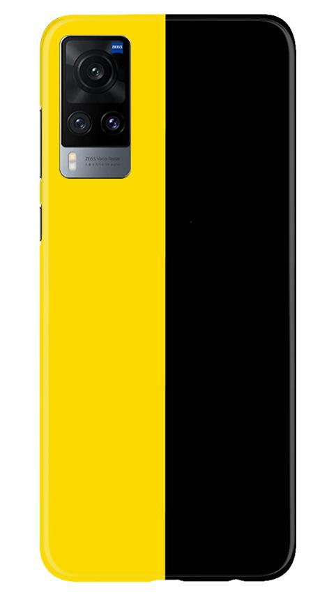 Black Yellow Pattern Mobile Back Case for Vivo X60 (Design - 397)