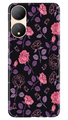 Rose Black Background Mobile Back Case for Vivo T2 5G (Design - 27)