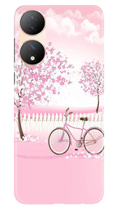 Pink Flowers Cycle Case for Vivo T2 5G  (Design - 102)