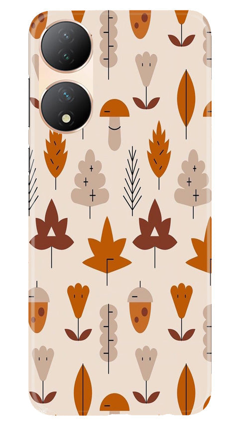 Leaf Pattern Art Case for Vivo Y100 5G  (Design - 132)