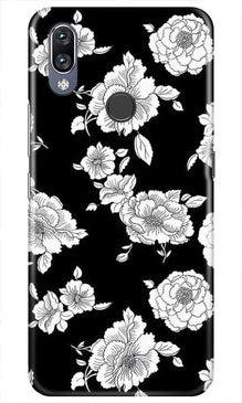 White flowers Black Background Mobile Back Case for Vivo Y11 (Design - 9)