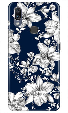 White flowers Blue Background Mobile Back Case for Vivo Y11 (Design - 14)