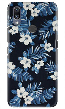 White flowers Blue Background2 Mobile Back Case for Vivo Y11 (Design - 15)