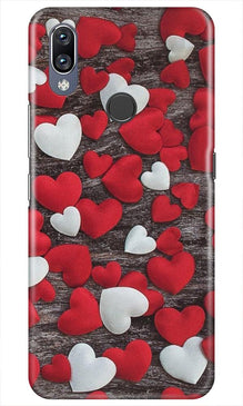 Red White Hearts Mobile Back Case for Vivo Y11  (Design - 105)