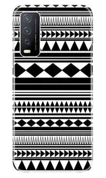 Black white Pattern Mobile Back Case for Vivo Y12s (Design - 5)