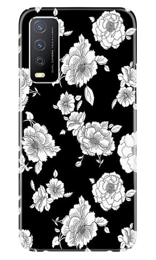 White flowers Black Background Case for Vivo Y12s