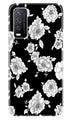 White flowers Black Background Case for Vivo Y12s