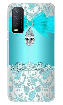 Shinny Blue Background Mobile Back Case for Vivo Y12s (Design - 32)