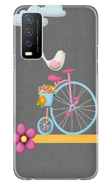 Sparron with cycle Mobile Back Case for Vivo Y12s (Design - 34)