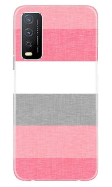 Pink white pattern Mobile Back Case for Vivo Y12s (Design - 55)