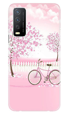 Pink Flowers Cycle Case for Vivo Y12s(Design - 102)