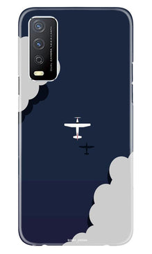 Clouds Plane Mobile Back Case for Vivo Y12s (Design - 196)