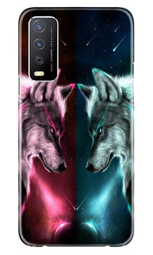 Wolf fight Mobile Back Case for Vivo Y12s (Design - 221)