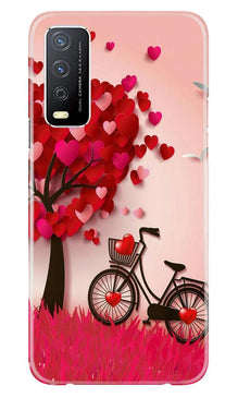Red Heart Cycle Mobile Back Case for Vivo Y12s (Design - 222)