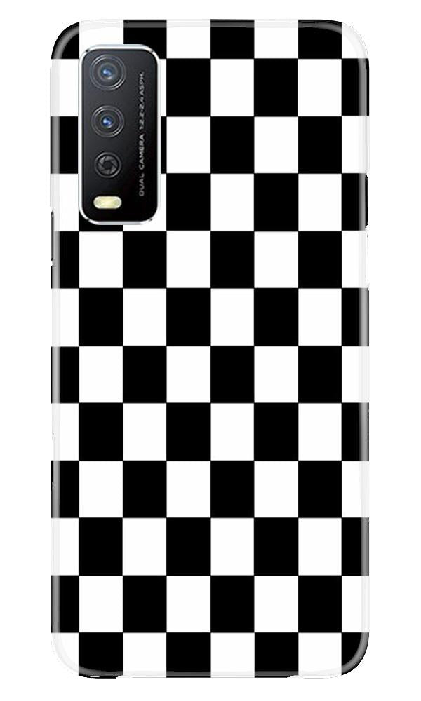 Black White Boxes Mobile Back Case for Vivo Y12s (Design - 372)
