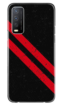 Black Red Pattern Mobile Back Case for Vivo Y12s (Design - 373)