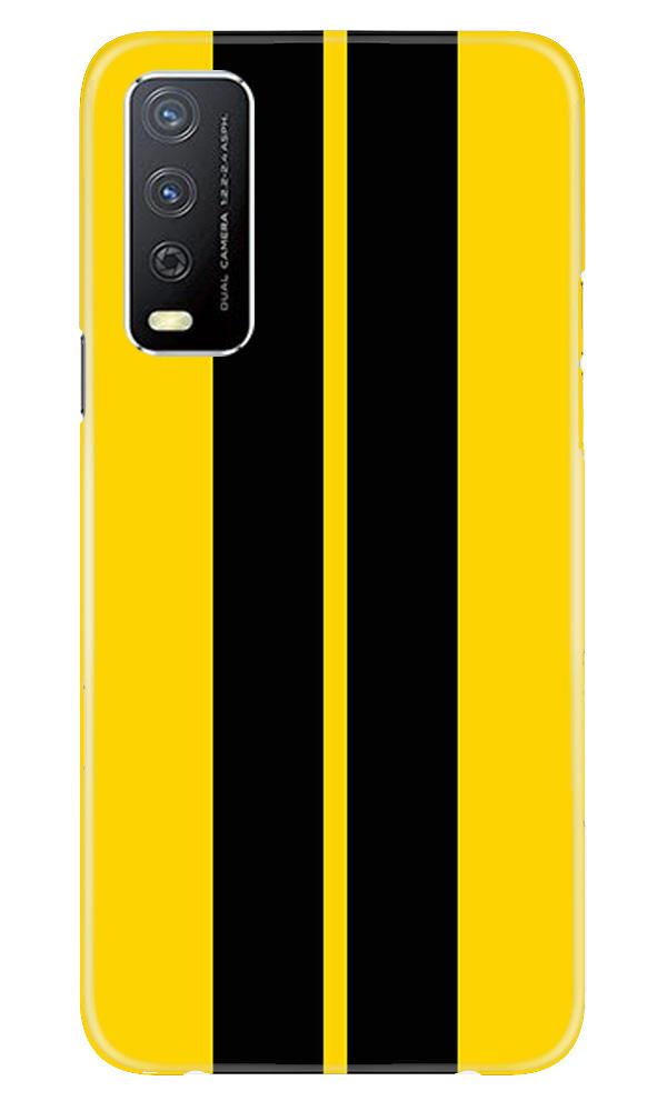 Black Yellow Pattern Mobile Back Case for Vivo Y12s (Design - 377)