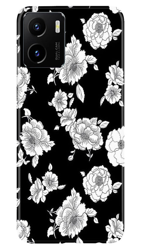 White flowers Black Background Case for Vivo Y15C