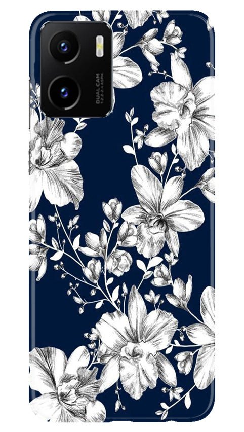 White flowers Blue Background Case for Vivo Y15C