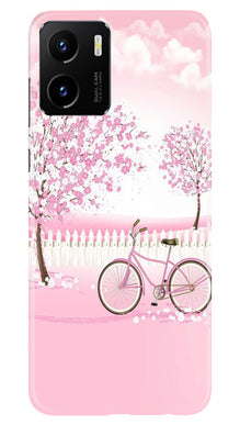 Pink Flowers Cycle Mobile Back Case for Vivo Y15C  (Design - 102)
