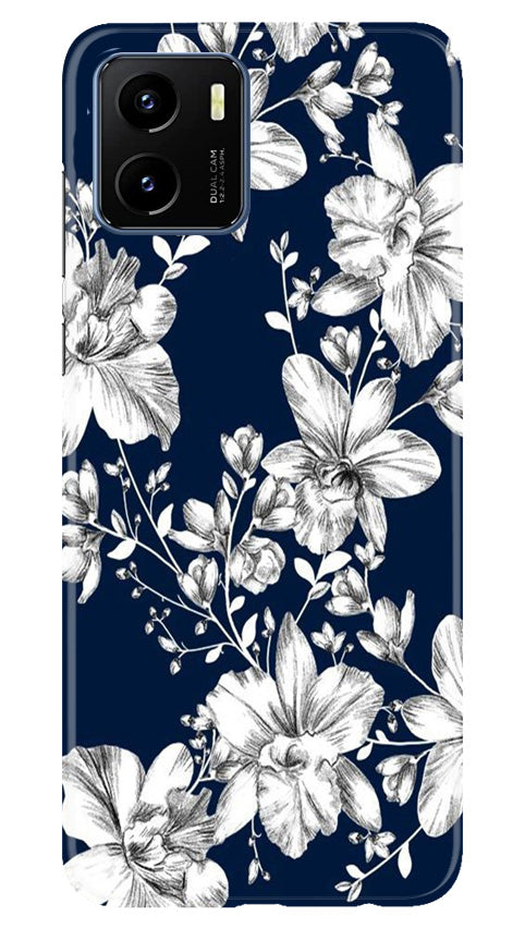 White flowers Blue Background Case for Vivo Y15s