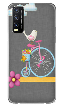 Sparron with cycle Mobile Back Case for Vivo Y20T (Design - 34)