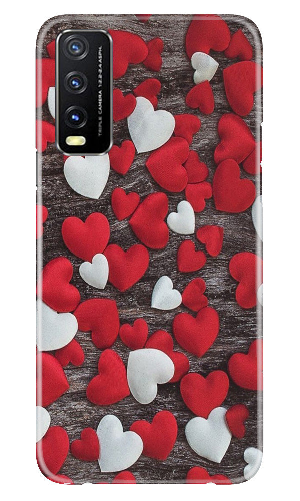 Red White Hearts Case for Vivo Y20A  (Design - 105)