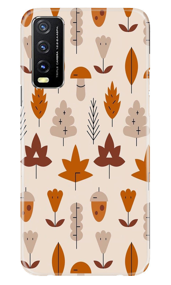 Leaf Pattern Art Case for Vivo Y20T  (Design - 132)