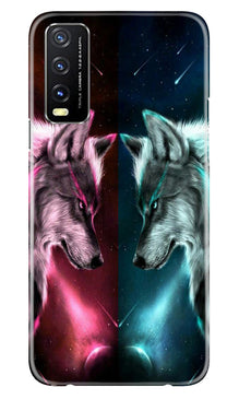 Wolf fight Mobile Back Case for Vivo Y20T (Design - 190)